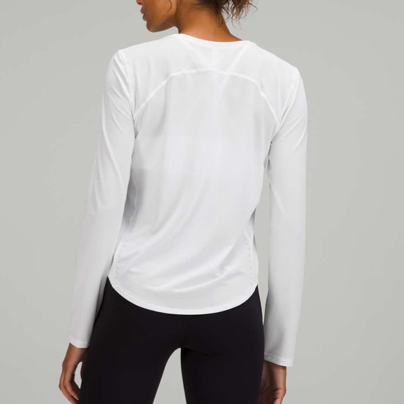 Lululemon Long Sleeve High Neck Running Top Size 8 White Like New - Picture 2 of 12